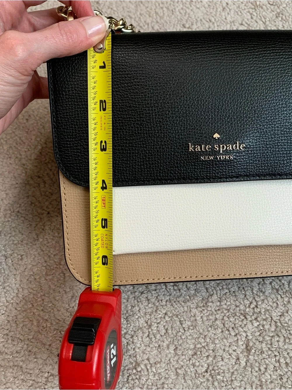Kate Spade New York Remi Colorblock Flap Chain Crossbody Bag Black/Tan/White
